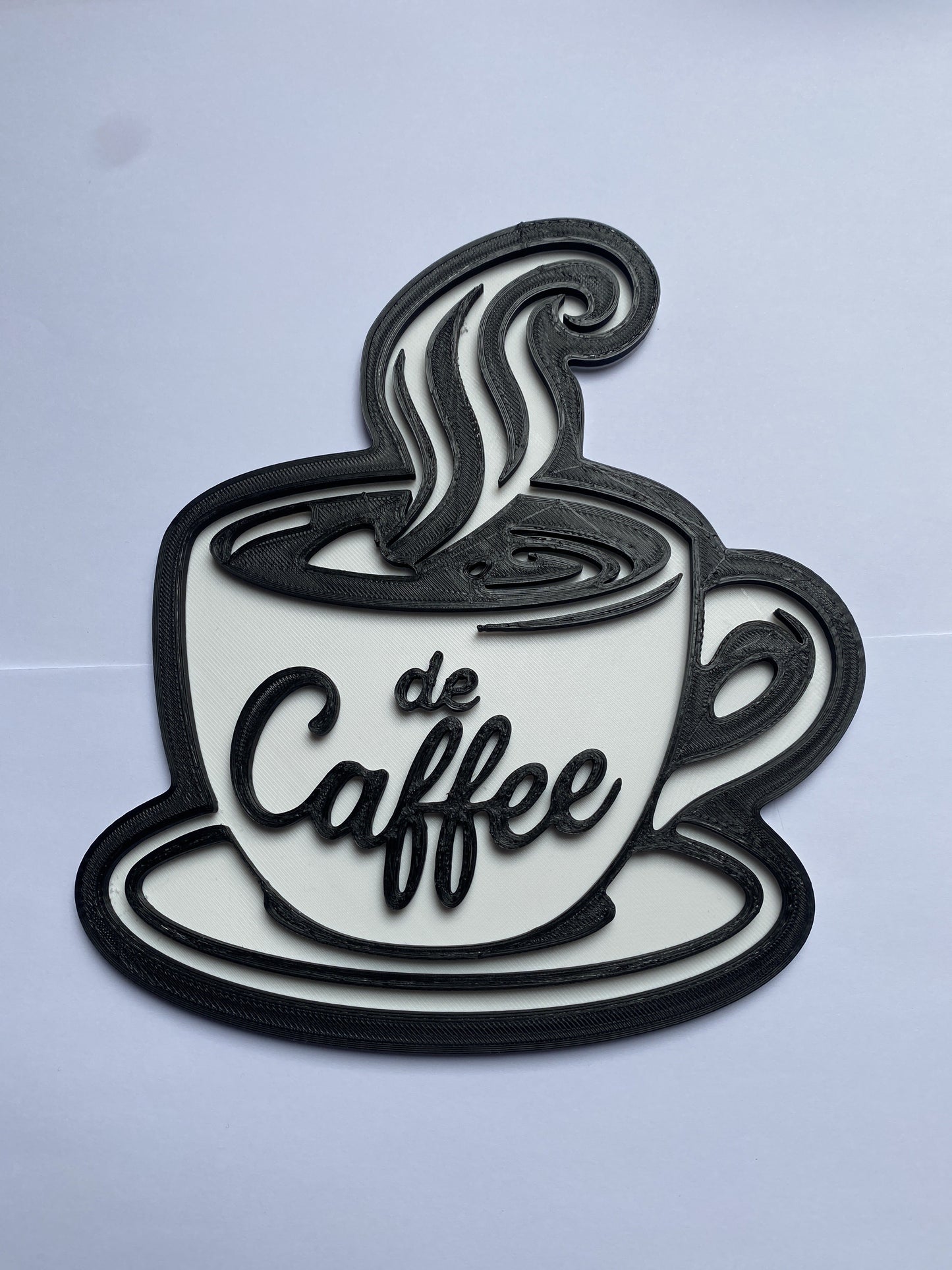 Déco murale tasse de café – Art mural noir et blanc en impression 3D – Ambiance cosy pour cuisine ou salon