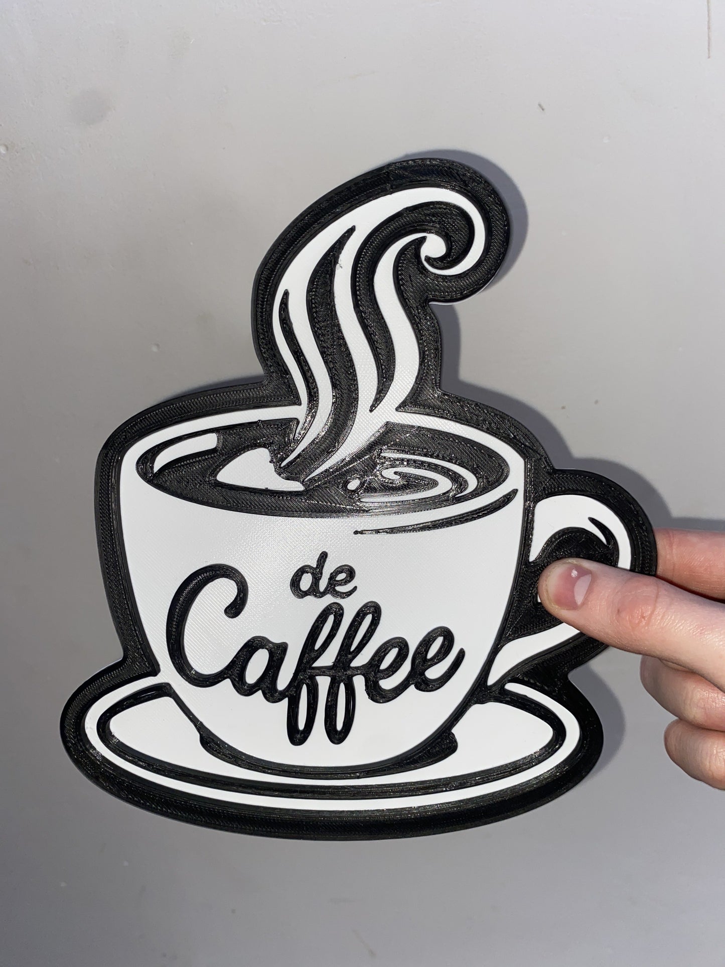 Déco murale tasse de café – Art mural noir et blanc en impression 3D – Ambiance cosy pour cuisine ou salon