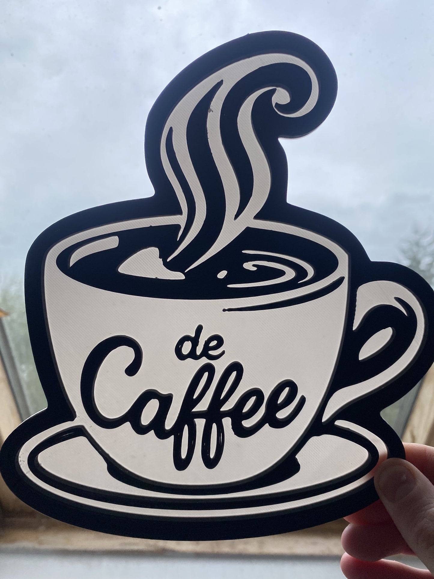 Déco murale tasse de café – Art mural noir et blanc en impression 3D – Ambiance cosy pour cuisine ou salon