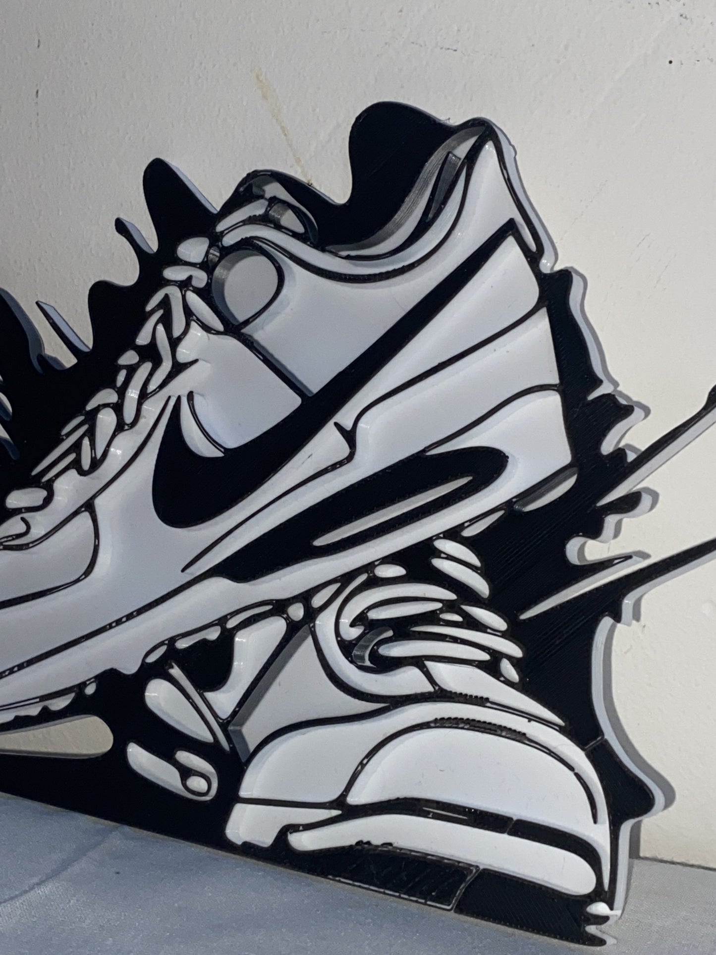 Décoration murale sneakers Nike – Art mural en impression 3D noir et blanc – Style urbain & moderne
