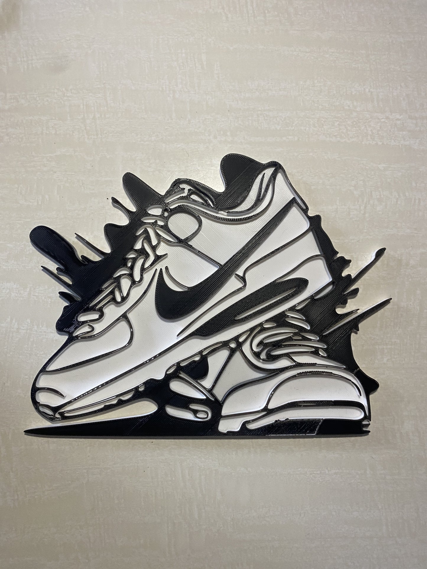 Décoration murale sneakers Nike – Art mural en impression 3D noir et blanc – Style urbain & moderne