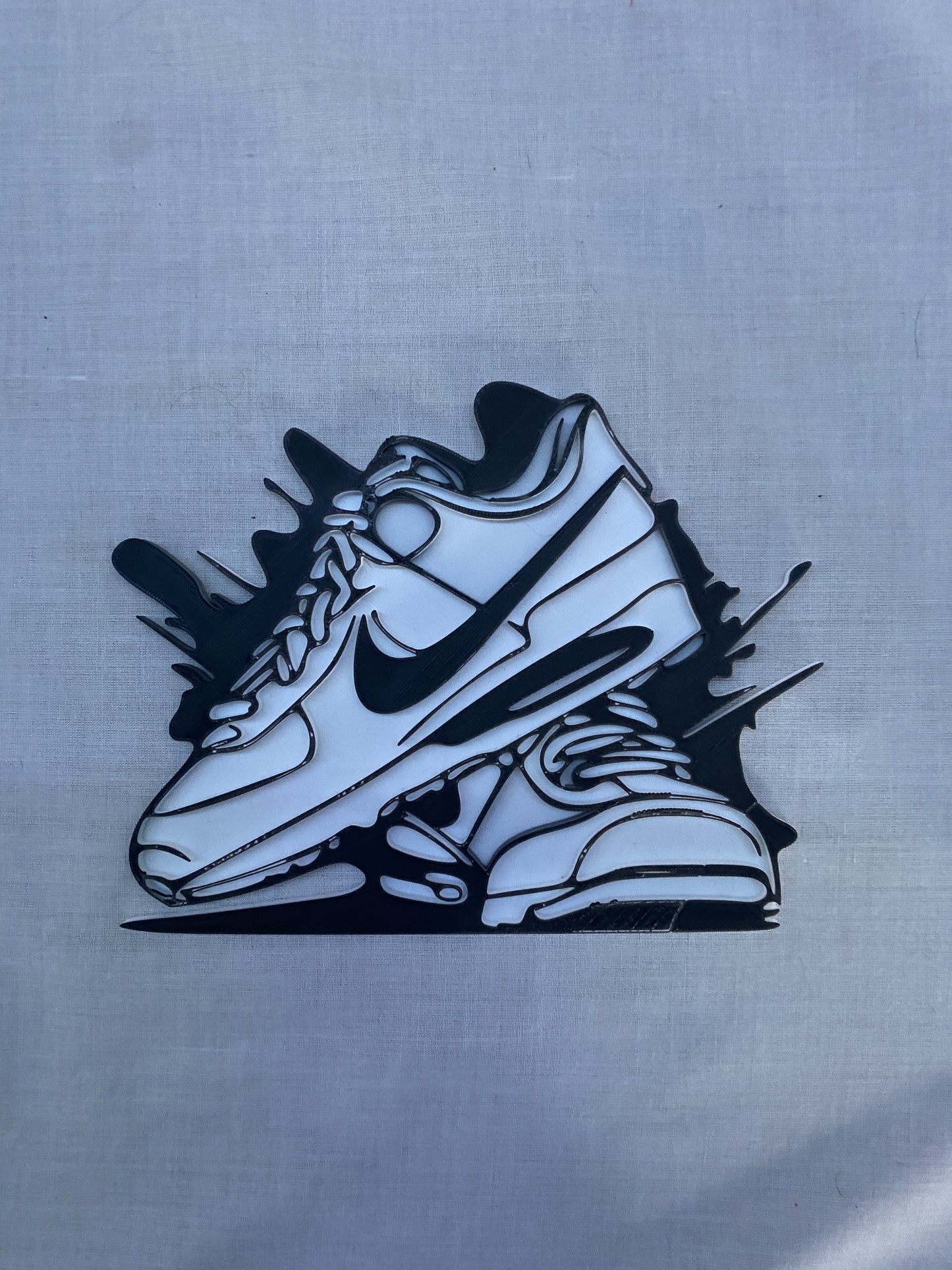 Décoration murale sneakers Nike – Art mural en impression 3D noir et blanc – Style urbain & moderne