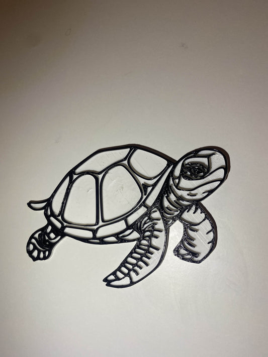 Tortue déco murale 3D – Art mural noir et blanc en impression 3D – Déco nature, océan, zen, chambre ou salon